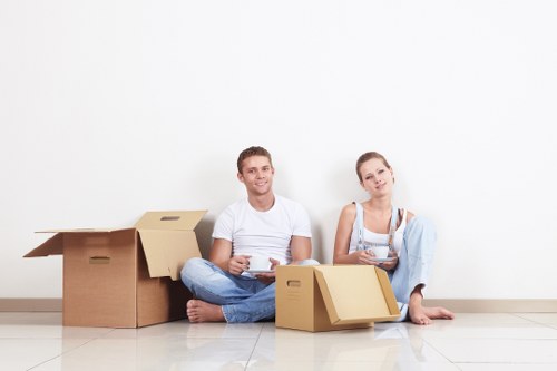Professional removal van loading boxes and furniture