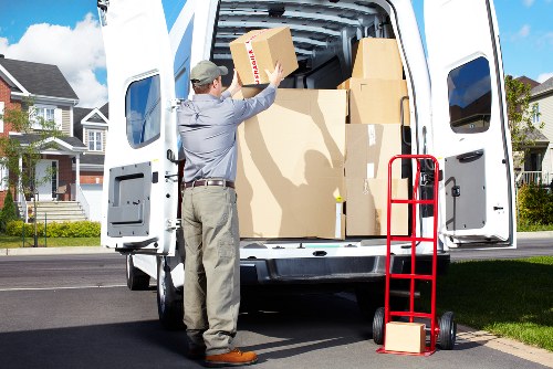 Professional movers packing and loading household items