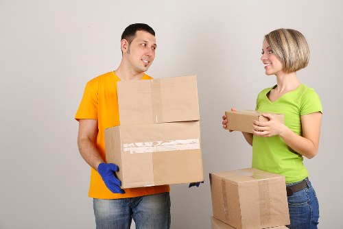 Packed boxes ready for a local house move in North London